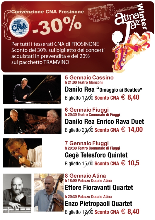 Featured image for “Atina Jazz – Costo dei biglietti per i soci CNA”
